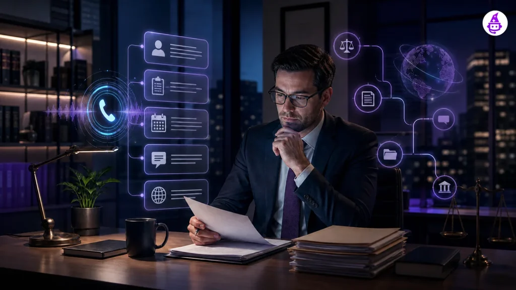 AI receptionist for U.S. law firms organizing structured intake for lawyer review